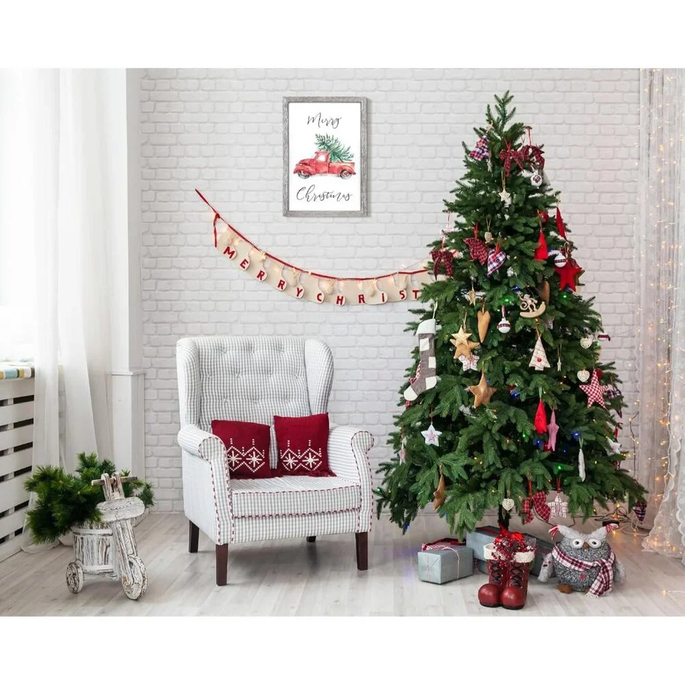Durable Pine Wood Farmhouse Christmas Sign with Plexiglass and Seasonal Quotes